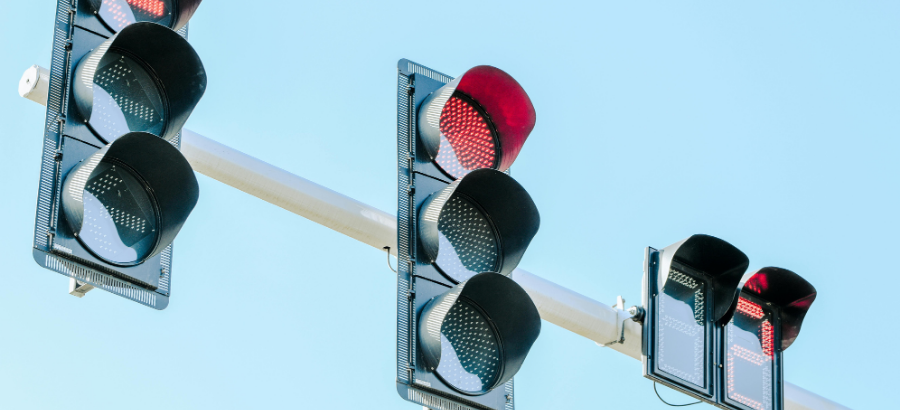Three stop lights.